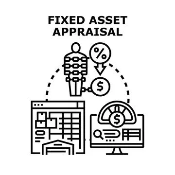 Fixed asset appraisal process calculating business value Stock Illustration