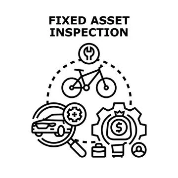 Fixed asset inspection concept analyzing business enterprise property イラスト素材