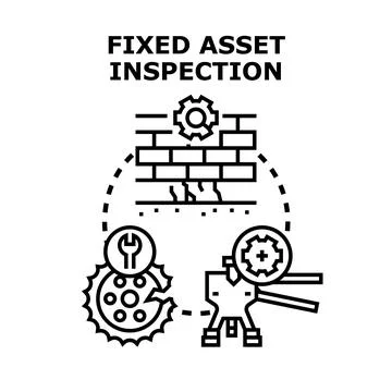 Fixed asset inspection process evaluating property condition Stock Illustration