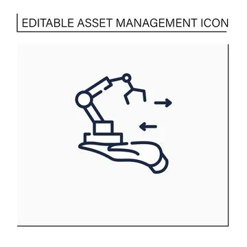 Fixed asset management line icon Stockillustratie