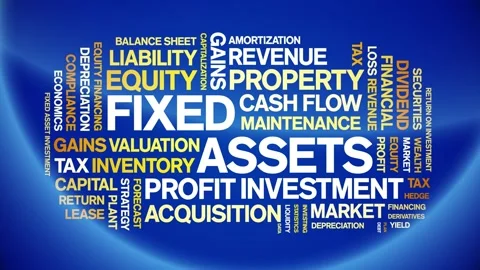 Fixed Assets animated word cloud,animation tag kinetic typography seamless loop Stock Footage 310040371