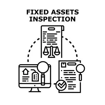 Fixed assets inspection accounting valuation management process Stock Illustration