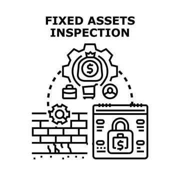 Fixed assets inspection process assessing business value イラスト素材