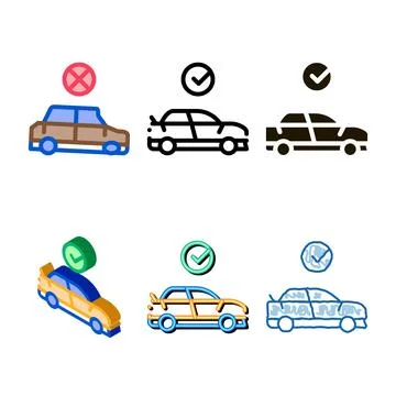 Fixed car icon forms vector outline Stock Illustration