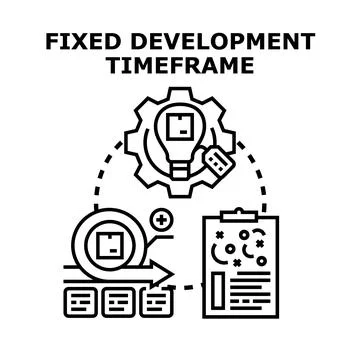 Fixed development timeframe project creating business solution Illustrazione stock