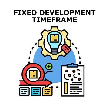 Fixed development timeframe project creating business solution 库存插图