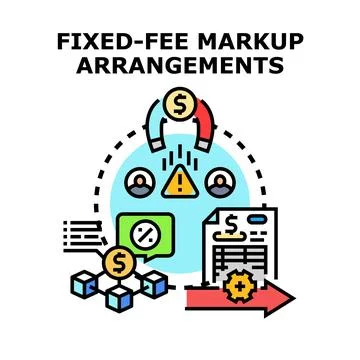 Fixed fee markup arrangements concept illustration Stock Illustration