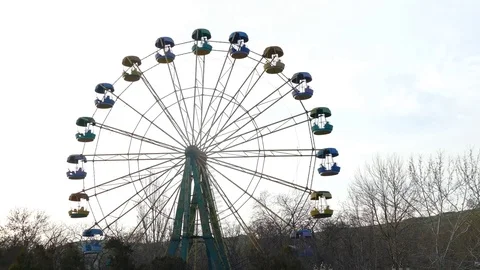 Fixed ferris wheel on sky background Stock Footage 83825349