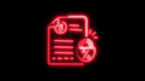 Fixed Interest Outline Icon in HD Video Neon Animation  Finance and Investm Stock Footage 304374529