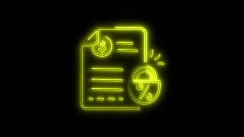 Fixed Interest Outline Icon in HD Video Neon Animation  Finance and Investm 库存影片 304374531
