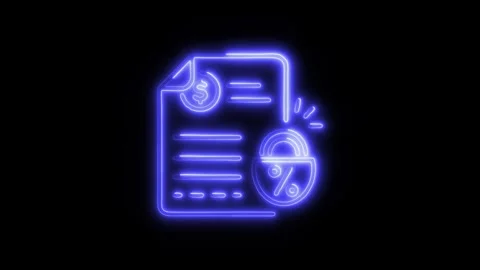 Fixed Interest Outline Icon in HD Video Neon Animation  Finance and Investm Stock Footage 304374534