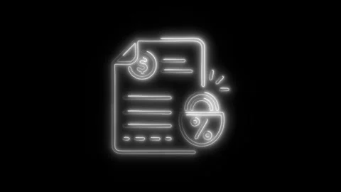 Fixed Interest Outline Icon in HD Video Neon Animation  Finance and Investm Vídeo Stock 304374535