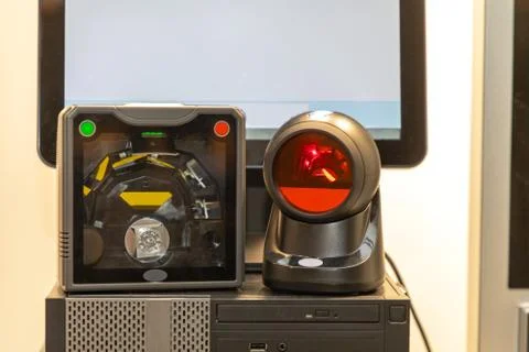 Fixed Laser Barcode Scanner Stock-Fotos