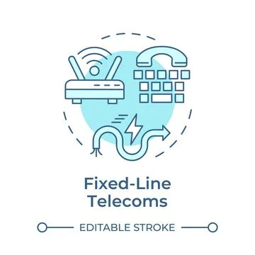 Fixed-line telecoms soft blue concept icon Stock Illustration