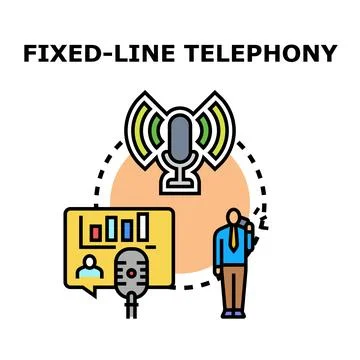 Fixed line telephony communication network connecting business services Stock Illustration