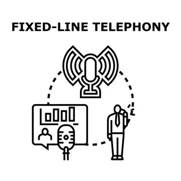 Fixed line telephony communication network connecting business services Stock Illustration