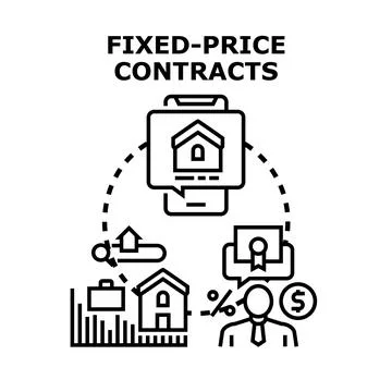 Fixed price contracts concept a professional managing property deals and inve Stock Illustration