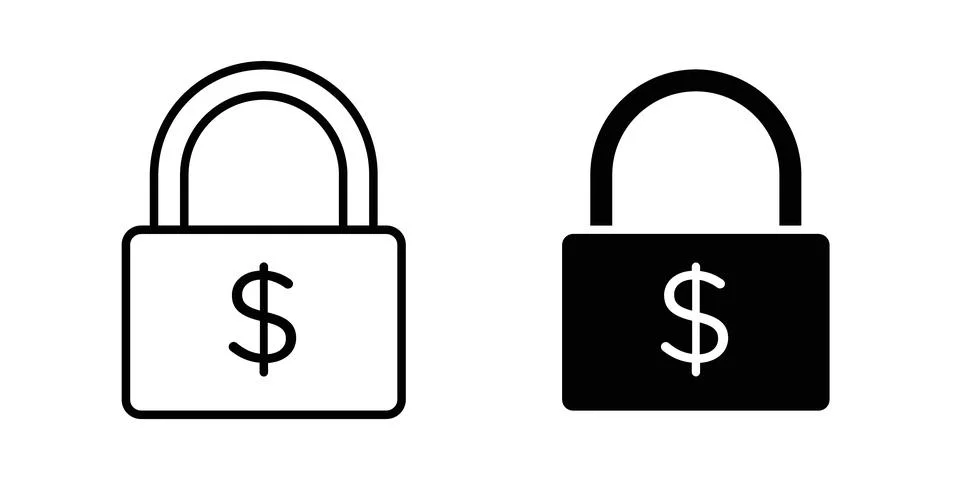 Fixed price icon solid, line, and editable vector set. Stock Illustration