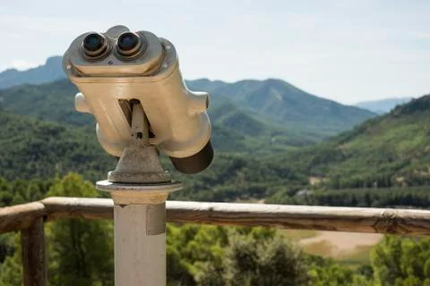 Fixed prism in viewpoint with the forest in the background Stock Photos