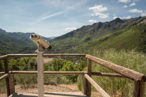 Fixed prism in viewpoint with the forest in the background Stock Photos