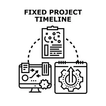 Fixed project timeline concept planning tasks progress Stock Illustration