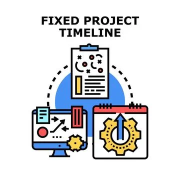 Fixed project timeline concept planning tasks progress Stock Illustration