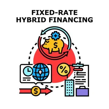 Fixed rate hybrid financing management outline vector Stock Illustration