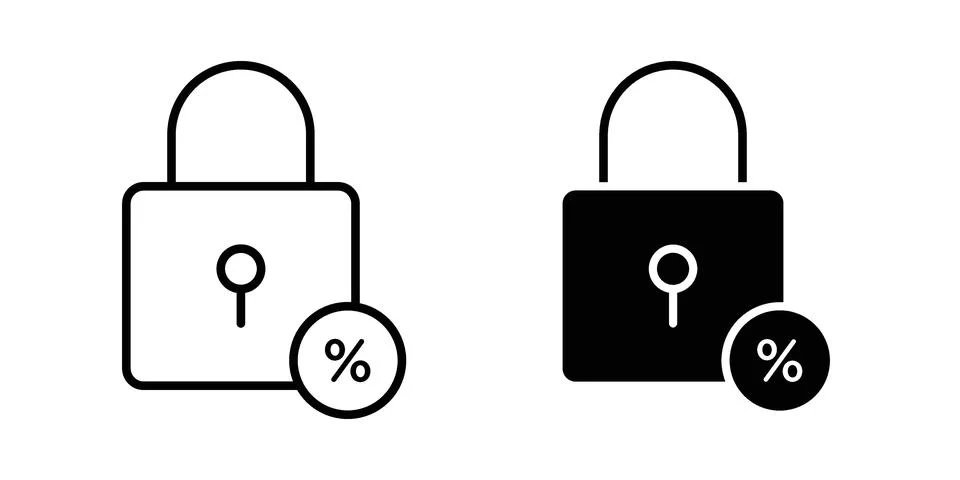 Fixed rate mortgage icon linear versions pack on white background Stock Illustration