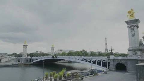 Fixed shot on the Alexandre III bridge in Paris, France. Stock Footage 194783762