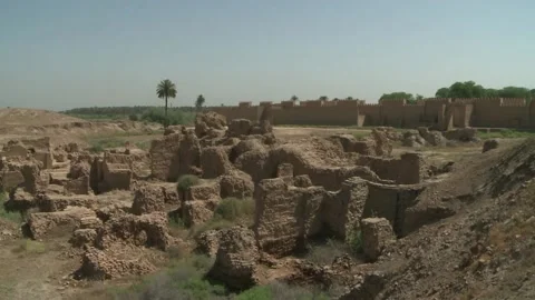 Fixed shot on the ancient city of Babylon in Iraq. Stock Footage 192332552