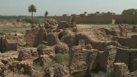 Fixed shot on the ancient city of Babylon in Iraq. Stock Footage 192332563
