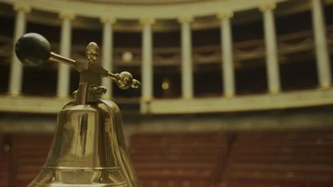 Fixed shot on the bell of the National Assembly in Paris, France. Stock Footage 194687367