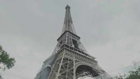 Fixed shot of the Eiffel Tower in Paris, France. Stock Footage 194783671