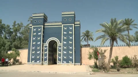 Fixed shot on the Gate of Ishtar, gateway to Babylon in Iraq. Stock Footage 192333847