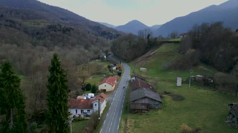 Fixed shot of a road in the Pyrenees Stock Footage 274968296