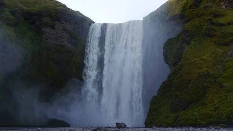 Fixed shot of Skógafoss, in Iceland Stock Footage 71291920
