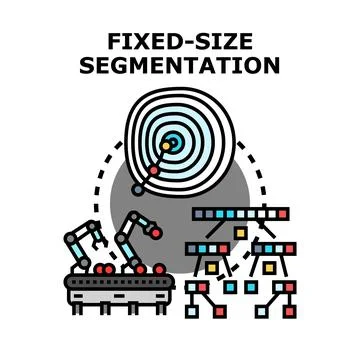 Fixed size segmentation processing data with robotic arms Stock Illustration