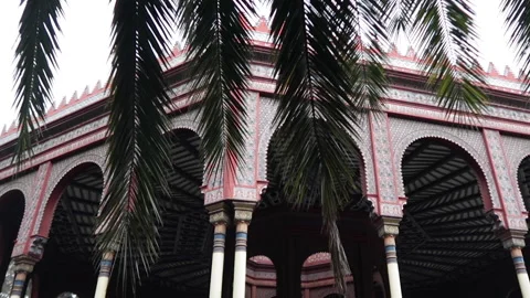 Fixed socket palm leaves and Moorish kiosk in the background Stock Footage 162022909