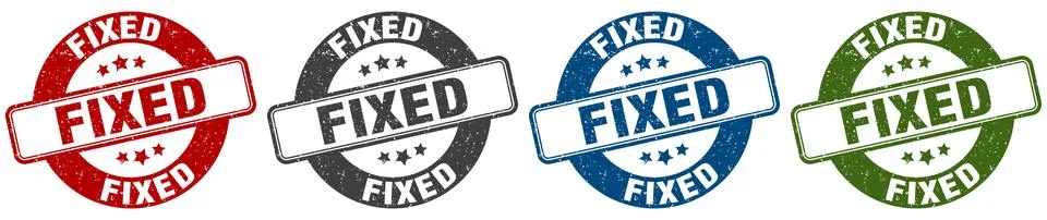 Fixed stamp. fixed round stamp set isolated on white background Stock Illustration