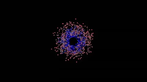 Fixed tunnel of particles and lines and changes in blackness Stockbeeldmateriaal 321013461