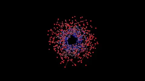 Fixed tunnel of particles and lines and color change around the perimeter Stock Footage 321015987