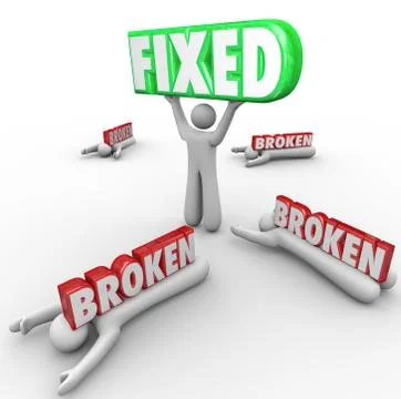 Fixed vs broken one person repair solves problem others fail イラスト素材