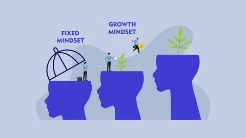 Fixed vs Growth Mindset Illustration with Plant Metaphor cartoon animation Stock Footage 302529082
