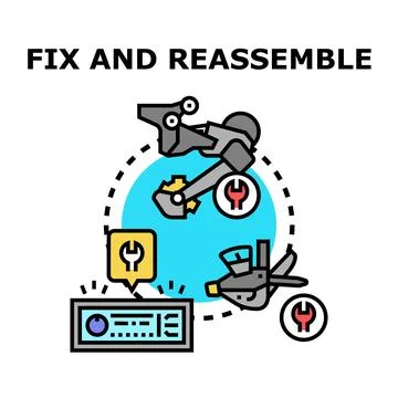 Fixing and reassembling mechanical parts for industrial maintenance Stock Illustration