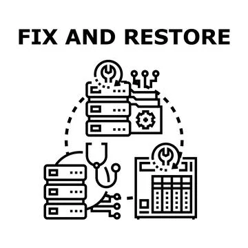 Fixing and restoring data system concept illustration Stock Illustration