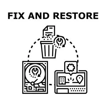 Fixing and restoring digital data and computing systems Stock Illustration