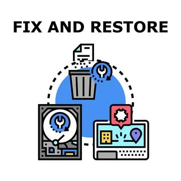 Fixing and restoring digital data and computing systems Stock Illustration