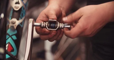Fixing Bike Pedal Insert Stock Footage 71324140