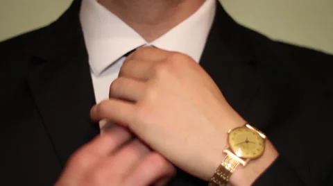 Fixing Black Tie Stock Footage 62828038