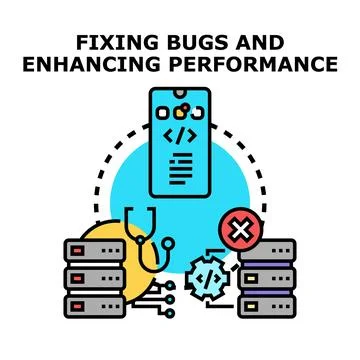 Fixing bugs and enhancing system performance concept Stock Illustration